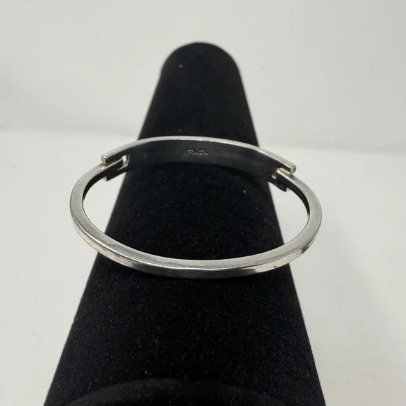 Vintage Mexico 925 Sterling Silver Abalone Red Shell Inlay Hinged Cuff Bracelet - Picture 12 of 16